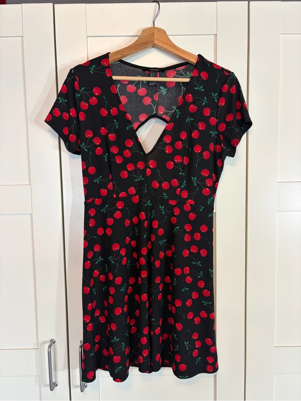 Forever 21 Black Cherry-Print Fit & Flare Dress W